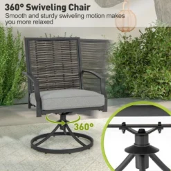 Costway 3 PCS Patio Swivel Chair Set Coffee Table Wicker Cushioned Seat Balcony Porch -Outdoor Deals Garden Store GUEST 4a352c52 37ca 4ae3 bd02 3781eca6152c