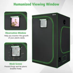 Costway 4x4 Grow Tent, 48''x48''x80'' High Reflective Mylar W/Observation Window GrayBlack -Outdoor Deals Garden Store GUEST 4af111a8 e0a4 4047 96ee ec14ac53fd6c