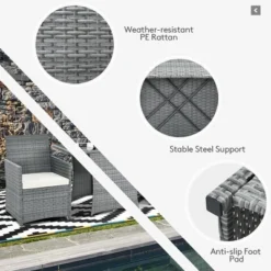 Costway 3PCS Patio Rattan Furniture Set Cushioned Sofa Armrest Garden WhiteRedNavyTurquoise 21 Costway 3PCS Patio Rattan Furniture Set Cushioned Sofa Armrest Garden WhiteRedNavyTurquoise -Outdoor Deals Garden Store GUEST 4b83fccd c4d9 4d70 b0f0 d0aed4a490da