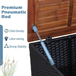 Costway 3PCS Patio Rattan Furniture Set Cushioned Sofa Storage Table With Wood Top Red/Black -Outdoor Deals Garden Store GUEST 4ced3fa0 9759 42ed 8afe 3800d39e2f7d