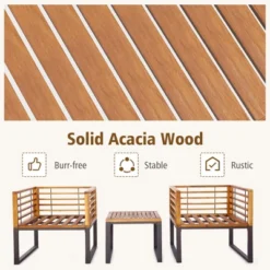 Costway 3pcs Patio Acacia Wood Bistro Conversation Cushioned Chair & Table Set Outdoor -Outdoor Deals Garden Store GUEST 4d284b17 d65d 4347 afaf 613e71b5e64e