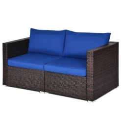 Costway 4PCS Patio Rattan Corner Sofa Sectional Furniture Set Navy Cushion -Outdoor Deals Garden Store GUEST 4d4da3ba 09bb 4e00 8377 1e9e0c3f9f73 1