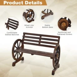 Costway Outdoor Wooden Wagon Wheel Garden Bench 2-Person Slatted Seat Armrests Rustic 15 Costway Outdoor Wooden Wagon Wheel Garden Bench 2-Person Slatted Seat Armrests Rustic -Outdoor Deals Garden Store GUEST 4d879271 b15b 4468 9c4f 09430e60f971