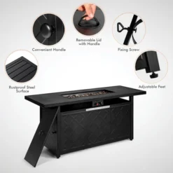 Costway 57'' Rectangular Propane Gas Fire Pit 50,000 Btu Heater Outdoor Table -Outdoor Deals Garden Store GUEST 4dbe4f4d cb48 401f b7af 7e1e48e10427