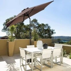 Costway 9ft Patio Umbrella Patio Market Steel Tilt W/ Crank Outdoor Yard Garden (Tan) -Outdoor Deals Garden Store GUEST 4f773f67 f584 4b16 92a3 f3c189d8c07a
