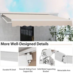 Costway Retractable Patio Awning Aluminum Deck Sunshade Shelter Outdoor Beige -Outdoor Deals Garden Store GUEST 4f83b532 9a1a 456b a575 82ea8e2c7a5c