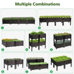 Costway Set Of 4 Raised Garden Bed Elevated Flower Vegetable Herb Grow Planter Box Brown -Outdoor Deals Garden Store GUEST 4fb27557 0929 4f04 90e6 8b77081ef547
