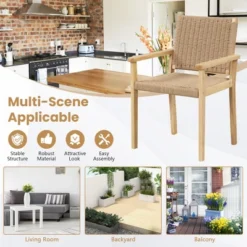 Costway Patio Chair Set Of 2/4 Rubber Wood Dining Armchairs Paper Rope Woven Seat Balcony -Outdoor Deals Garden Store GUEST 50095c33 c3ae 46e0 b740 4fff4f55be39