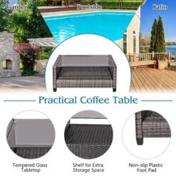 Costway 4 PCS/8PCS Patio Rattan Furniture Set Coffee Table Cushioned Sofa Garden Lawn Navy -Outdoor Deals Garden Store GUEST 5017c99f c30b 495f b054 804acb647c25