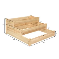 Costway 3 Tier Wooden Raised Vegetable Garden Bed Elevated Planter Kit Outdoor Gardening
