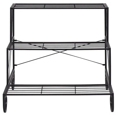 Costway 3 Tier Outdoor Metal Plant Stand Flower Planter Garden Display Holder Shelf Rack 2 Costway 3 Tier Outdoor Metal Plant Stand Flower Planter Garden Display Holder Shelf Rack - Image 2
