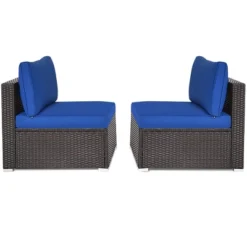 Costway 2PCS Patio Rattan Armless Sofa Sectional Furniture W/Navy Cushion 17 Costway 2PCS Patio Rattan Armless Sofa Sectional Furniture W/Navy Cushion -Outdoor Deals Garden Store GUEST 533d0be3 2285 4682 99bd 81556f412c09 1