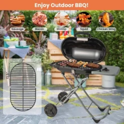 Costway Portable Propane Grill Folding Gas Grill Griddle With Wheels & Side Shelf -Outdoor Deals Garden Store GUEST 537c8d68 e8f6 495a 84e3 7109881af749