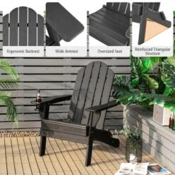 Costway 2PCS Patio Folding Adirondack Chair Weather Resistant Cup Holder Yard -Outdoor Deals Garden Store GUEST 540cae81 6acc 4e71 b662 fd001b6cdf59