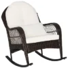 Costway Patio Wicker Rocking Chair W/Seat Back Cushions & Lumbar Pillow Porch Off
