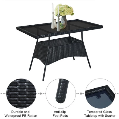 Costway 5PCS Patio Rattan Dining Set Cushioned Chair Table W/Glass Top Garden Furniture 7 Costway 5PCS Patio Rattan Dining Set Cushioned Chair Table W/Glass Top Garden Furniture - Image 7