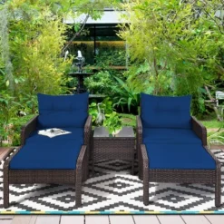 Costway 5 PCS Patio Rattan Wicker Furniture Set Sofa Ottoman Coffee Table Cushioned 17 Costway 5 PCS Patio Rattan Wicker Furniture Set Sofa Ottoman Coffee Table Cushioned -Outdoor Deals Garden Store GUEST 54f64477 99e4 43c5 bc13 87f0992dc784