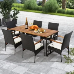 Costway Patio PE Wicker Chairs Acacia Wood Armrests With Soft Zippered Cushion Garden 12 Costway Patio PE Wicker Chairs Acacia Wood Armrests With Soft Zippered Cushion Garden -Outdoor Deals Garden Store GUEST 5540193e a45a 42cb b08a 3bada3c84e16
