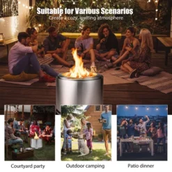 Costway 18.5'' Smokeless Fire Pit 304 Stainless Steel Stove Bonfire With Waterproof Cover -Outdoor Deals Garden Store GUEST 556f2822 e590 4c44 ae44 1e3763273136