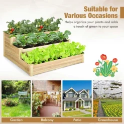 Costway 3-Tier Raised Garden Bed Wood Planter Kit For Flower Vegetable Herb 48x 48x 22in -Outdoor Deals Garden Store GUEST 56173c49 27e0 4e85 8f1f 4f38ee134f10