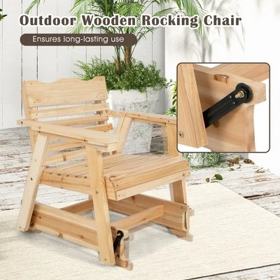 Costway Patio Outdoor Wood Slat Rocking Chair Porch Rocker Curved Seat 330 Lbs 5 Costway Patio Outdoor Wood Slat Rocking Chair Porch Rocker Curved Seat 330 Lbs - Image 5