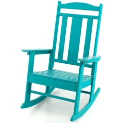 Costway Patio Rocking Chair All-Weather HDPE Rocker High Back Porch WhiteGreyTurquoise -Outdoor Deals Garden Store GUEST 566954b7 be40 41a4 879a ac3b1fd7d3d4