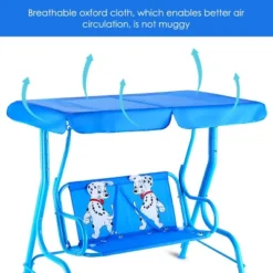 Costway Kids Patio Swing Chair Children Porch Bench Canopy 2 Person Yard Furniture Blue -Outdoor Deals Garden Store GUEST 566ce988 23ff 4cd4 947e 72996cfa690d