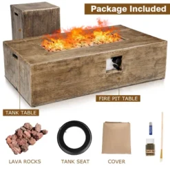 Costway 48''x27'' 50,000 BTU Propane Fire Pit Table Set W/ Side Table Tank Storage & Cover -Outdoor Deals Garden Store GUEST 5685d01c 6127 4987 a2d0 0b9f62994baf