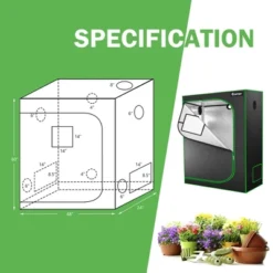 Costway 48''x24''x60'' Mylar Hydroponic Grow Tent W/Observation Window & Floor Tray GrayBlack -Outdoor Deals Garden Store GUEST 56f8cb8c 38a0 4fb0 a6d4 d6d0999233e6