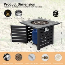 Costway 32'' Square Propane Fire Pit Table For Patio W/Lava Rocks Rain Cover 50,000 BTU -Outdoor Deals Garden Store GUEST 5751ef44 9f1f 474e a135 729ef479c795