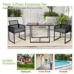 Costway 3PCS Patio PE Wicker Furniture Set Cushioned Chairs With Folding Backrest Backyard -Outdoor Deals Garden Store GUEST 578f91df fe1b 40a6 b9e9 5c765864c5b5