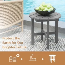 Costway Patio 18'' Adirondack Round Side Table All Weather HDPE End Table Outdoor Grey 13 Costway Patio 18'' Adirondack Round Side Table All Weather HDPE End Table Outdoor Grey -Outdoor Deals Garden Store GUEST 57a854f4 7c36 4317 b93a 0069b6164888