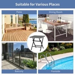 Costway Patio Folding Square Dining Table Aluminum Frame Tempered Glass Top -Outdoor Deals Garden Store GUEST 58a49194 7032 481e 893a f31d28578791