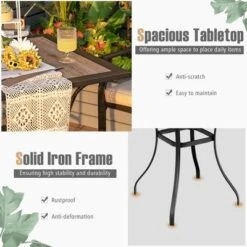 Costway Patio Square Bar Table Wood-Like Tabletop Metal Frame Garden Backyard -Outdoor Deals Garden Store GUEST 58ba718d 426a 453b 9fe9 e72f4d996a5e