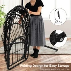 Costway Patio Hanging Egg Chair With Stand Waterproof Cover Folding Basket Cushion GreyBrown 15 Costway Patio Hanging Egg Chair With Stand Waterproof Cover Folding Basket Cushion GreyBrown -Outdoor Deals Garden Store GUEST 58f56c05 3226 4bc2 9360 c0cc3d4a44cb