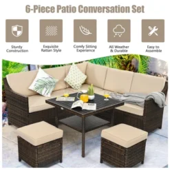 Costway 6PCS Patio Rattan Dining Sofa Furniture Set Ottoman Table Lower Shelf 11 Costway 6PCS Patio Rattan Dining Sofa Furniture Set Ottoman Table Lower Shelf -Outdoor Deals Garden Store GUEST 5989baa2 e30e 45a6 b848 ff19bcee3416
