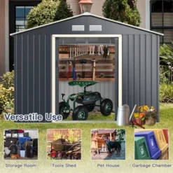 Costway Outdoor Tool Storage Shed Large Utility Storage House W/ Sliding Door -Outdoor Deals Garden Store GUEST 59cb6b6c 5ae5 44c9 b9e2 5cf00e7a1110