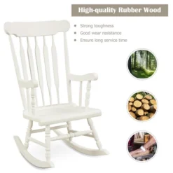 Costway Solid Wood Rocking Chair Porch Rocker Indoor Outdoor Seat Glossy Finish WhiteCoffee -Outdoor Deals Garden Store GUEST 5a03c953 04d1 414b 97f6 9771b1dc7769