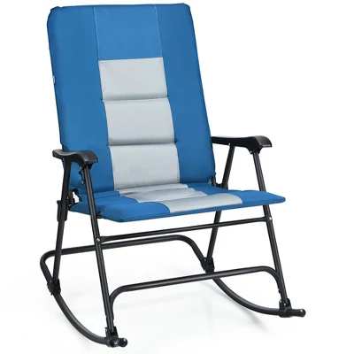 Costway Foldable Rocking Padded Chair Portable Camping Chair With Backrest Armrest RedBlue 1 Costway Foldable Rocking Padded Chair Portable Camping Chair With Backrest Armrest RedBlue