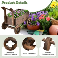Decorative Wagon Cart Plant Flower Pot Stand Wooden Raised Garden Planter Box 16 Decorative Wagon Cart Plant Flower Pot Stand Wooden Raised Garden Planter Box -Outdoor Deals Garden Store GUEST 5a7a83a9 152b 40ac a41e add1348d8d71