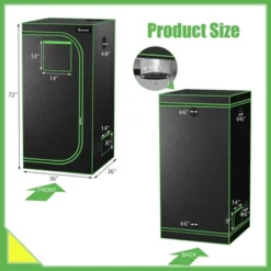 Costway 36''x36''x72'' Mylar Hydroponic Grow Tent W/Observation Window & Floor Tray GrayBlack -Outdoor Deals Garden Store GUEST 5b23b92a 72e9 4ad7 906d bb504667cf58