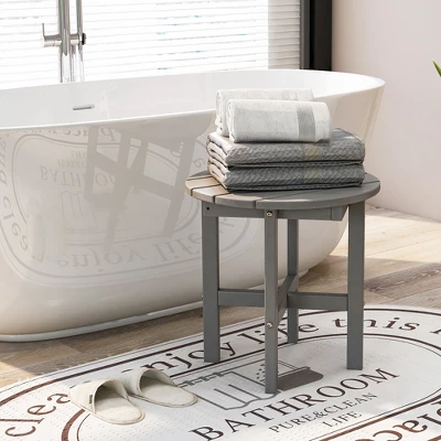 Costway Patio 18'' Adirondack Round Side Table All Weather HDPE End Table Outdoor Grey 4 Costway Patio 18'' Adirondack Round Side Table All Weather HDPE End Table Outdoor Grey - Image 4