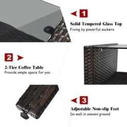 Costway 4PCS Patio Rattan Furniture Set Loveseat Sofa Coffee Table Cushioned Sofa Garden -Outdoor Deals Garden Store GUEST 5ce06719 973f 41aa 921c 3f50908dfd1d