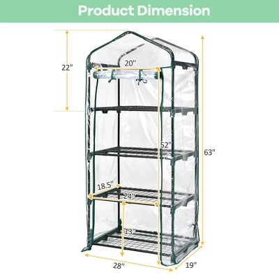 Costway White Mini Greenhouse W/ PVC Cover 4-Tier Portable Warm House 28'' X 19'' X 63'' 4 Costway White Mini Greenhouse W/ PVC Cover 4-Tier Portable Warm House 28'' X 19'' X 63'' - Image 4