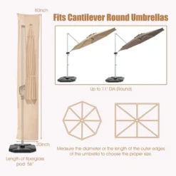 Costway Parasol Offset Cantilever Umbrella Cover 11ft Zipper Fiberglass Rod Outdoor -Outdoor Deals Garden Store GUEST 5ebe1a56 d29b 4e7b 82cb cebcab9dfd7c