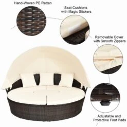 Costway Patio Rattan Daybed Cushioned Sofa Adjustable Table Top Canopy 3 Pillows 12 Costway Patio Rattan Daybed Cushioned Sofa Adjustable Table Top Canopy 3 Pillows -Outdoor Deals Garden Store GUEST 5f16adc6 50ed 4e97 b0d7 e7e375d1c9f8