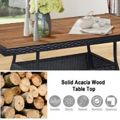 Costway 5 PCS Patio Rattan Furniture Set Wood Top Table Cushioned Chairs Garden Yard Deck -Outdoor Deals Garden Store GUEST 5f2cd3fa b760 4eac 9242 01a9b76c4f58