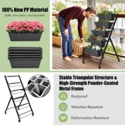 Costway 5-Tier Vertical Raised Garden Bed Elevated Planter With Wheels & Container Boxes Black -Outdoor Deals Garden Store GUEST 5f799454 df12 488d a929 85d8ab0380da