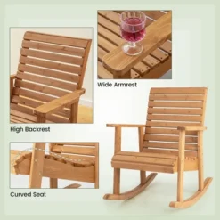 Costway Patio Wooden Rocking Chair High Back Fir Wood Armchair Natural Garden Yard 14 Costway Patio Wooden Rocking Chair High Back Fir Wood Armchair Natural Garden Yard -Outdoor Deals Garden Store GUEST 5fc425c0 69a9 4974 837a 7525292775b2