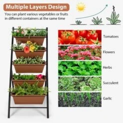 Costway 5-tier Vertical Garden Planter Box Elevated Raised Bed W/5 Container -Outdoor Deals Garden Store GUEST 5fd09b20 13ca 4443 ba47 555c8b884534